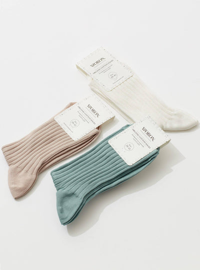 SOCKS 3-PACK, off white, dusty rose, aqua green - woron