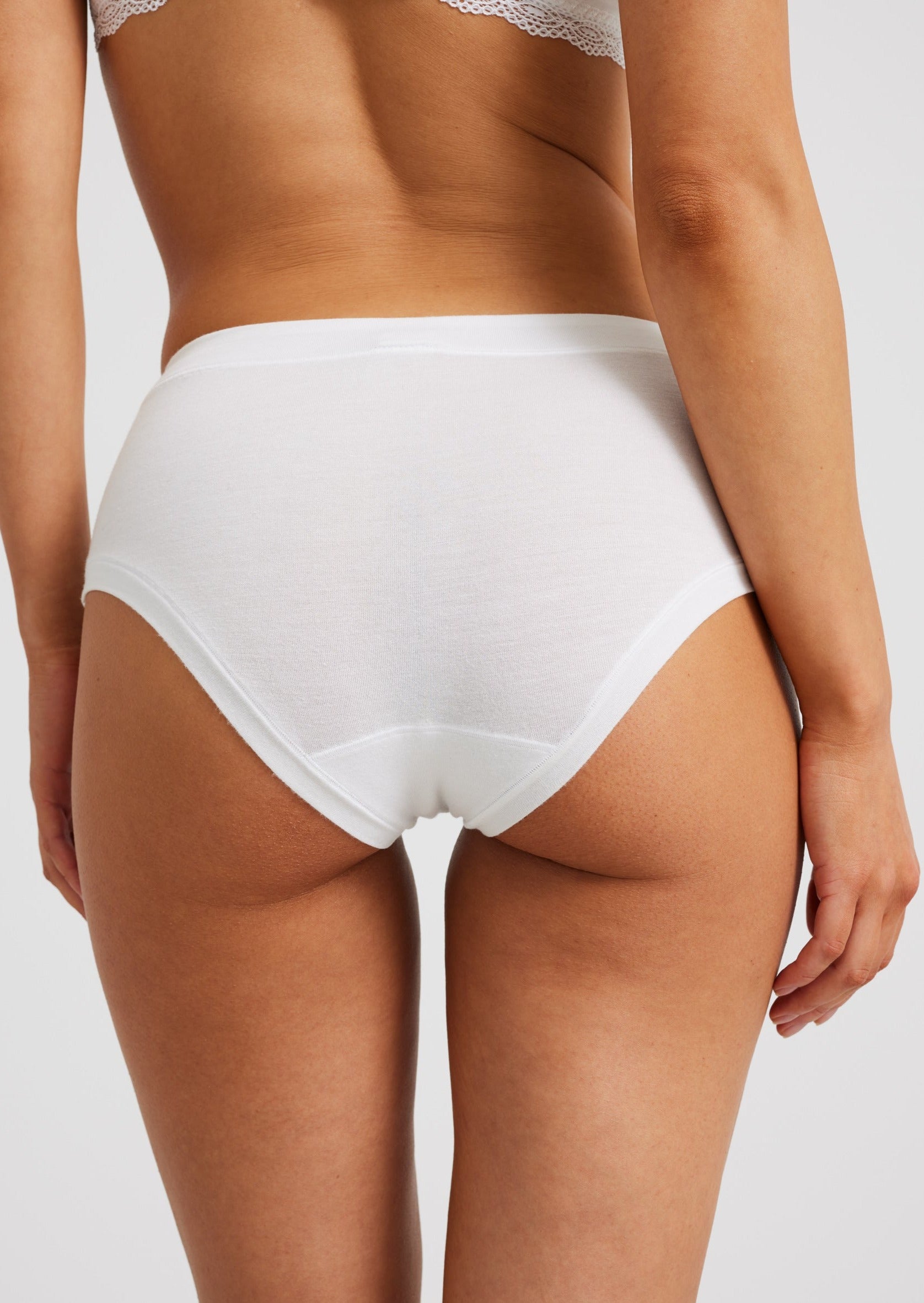 Luxury Cotton Mid-Rise Knickers in White